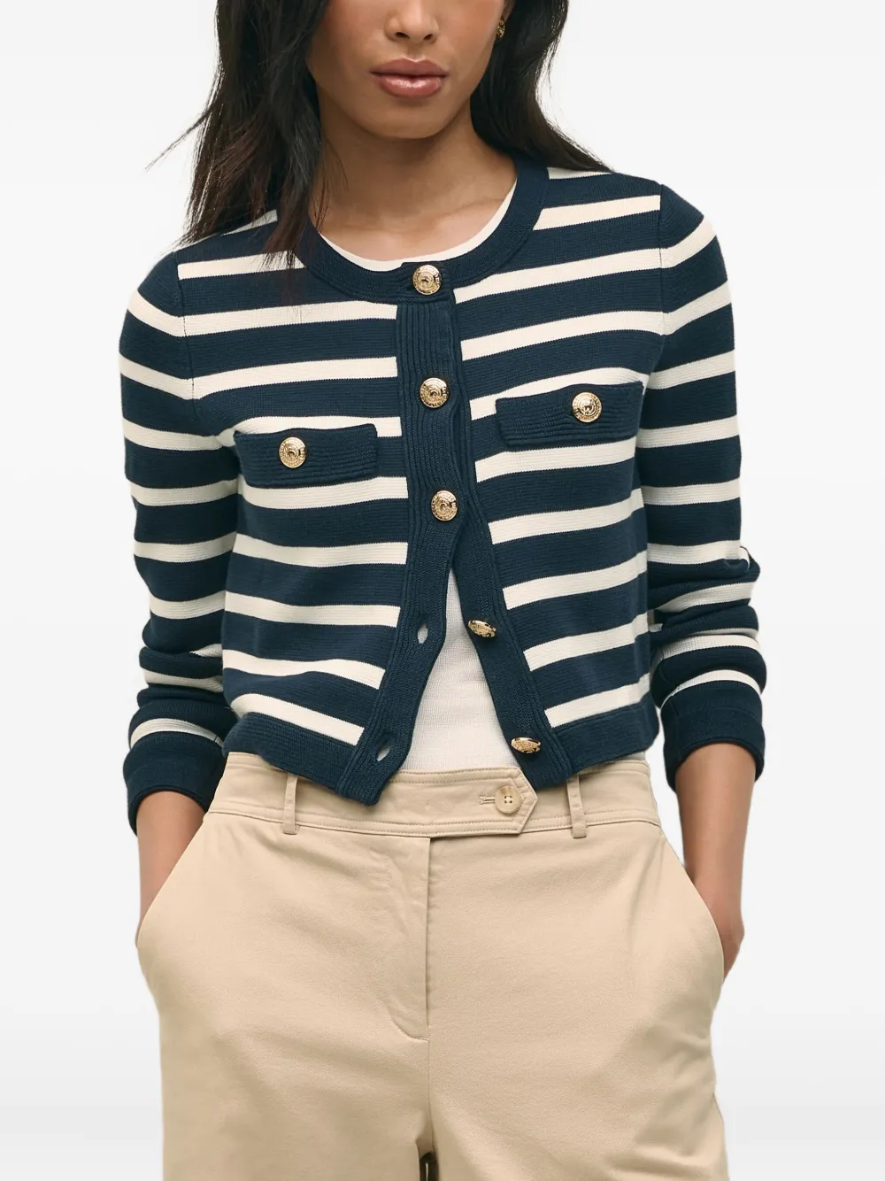 Brooks Brothers Gestreept vest met knopen Blauw