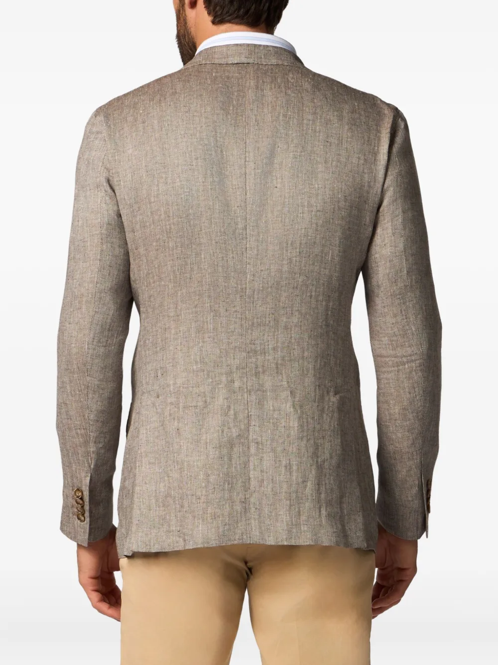 Brooks Brothers Linnen blazer met visgraat patroon Bruin