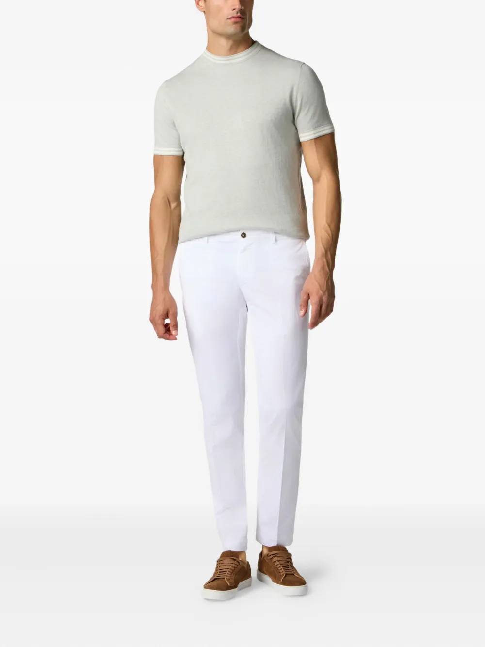 Brooks Brothers T-shirt met geribbelde afwerking - Groen