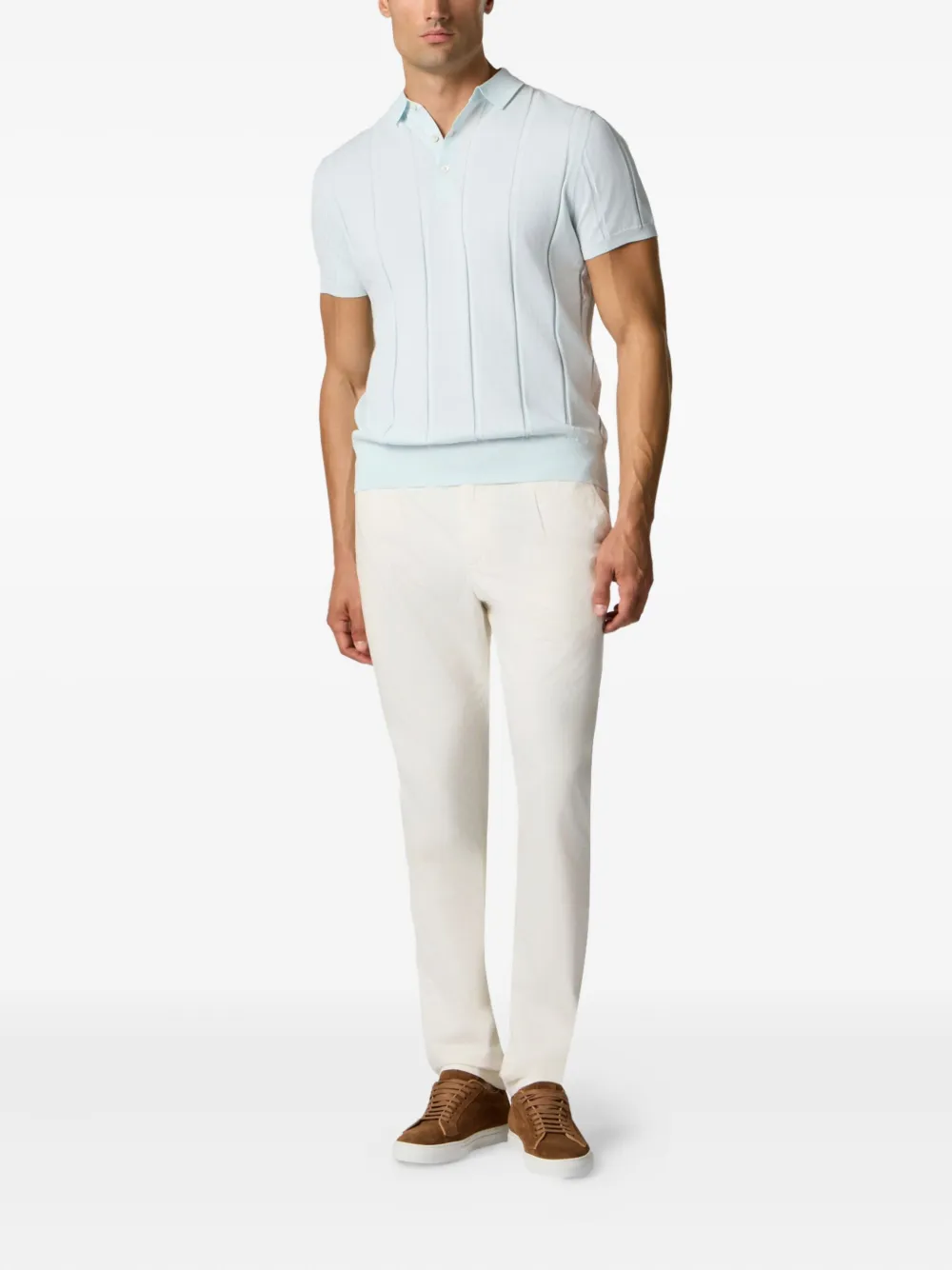Brooks Brothers Ribgebreid poloshirt - Blauw