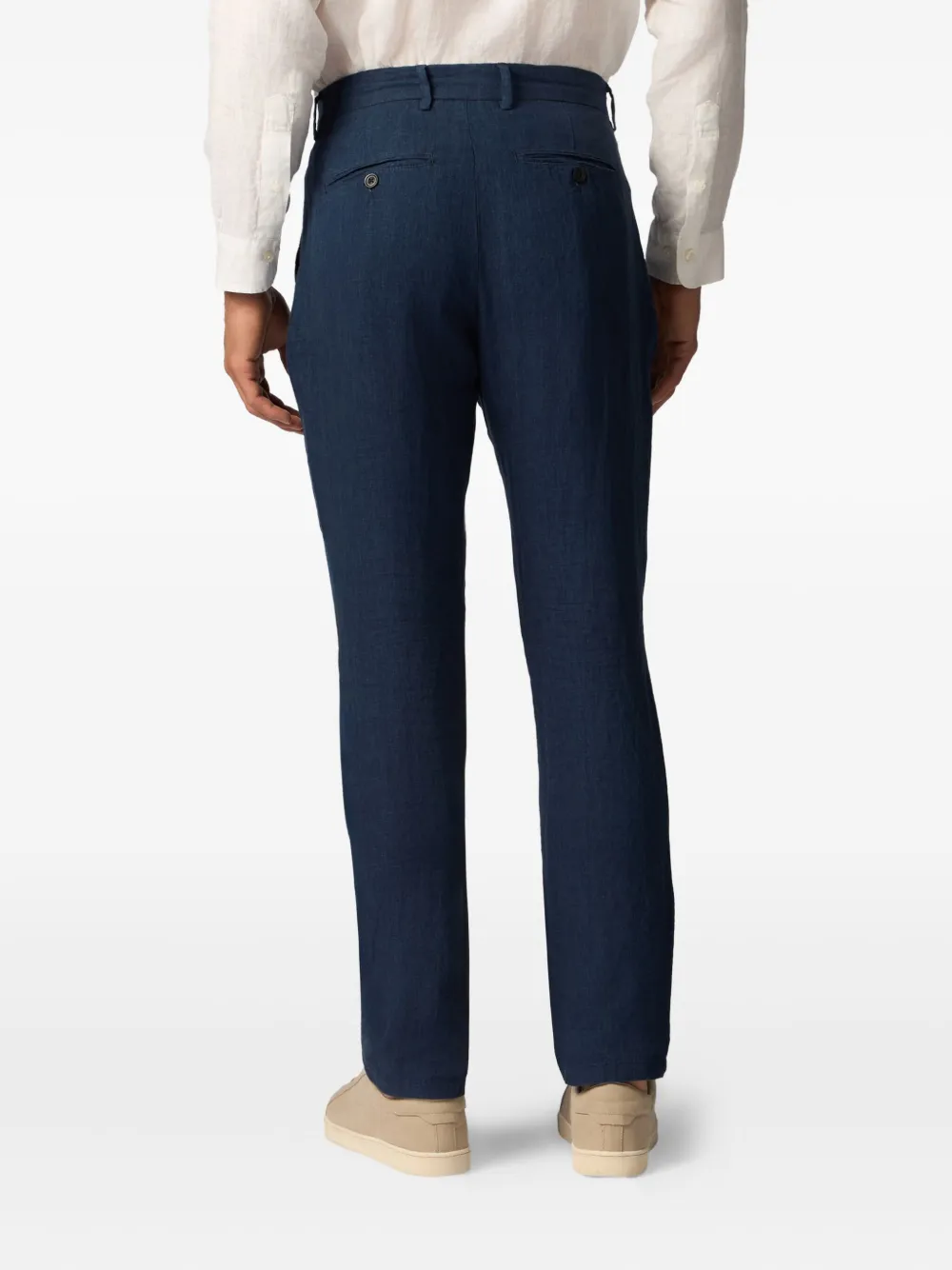 Brooks Brothers Linnen broek met textuur Blauw