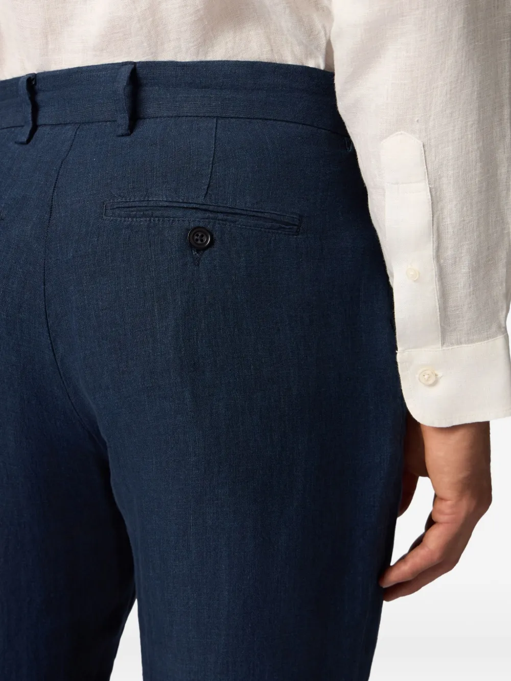 Brooks Brothers Linnen broek met textuur Blauw