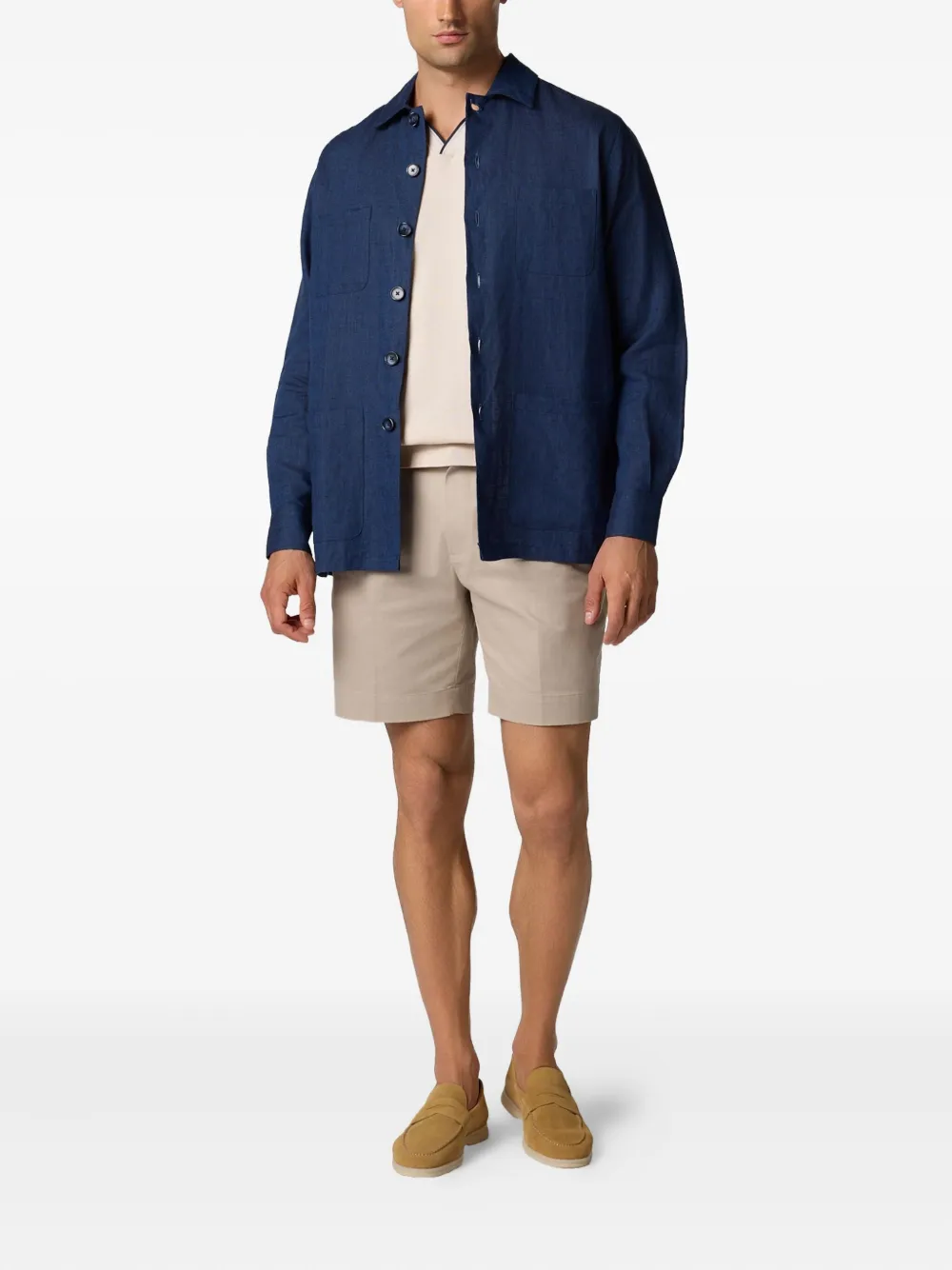 Brooks Brothers Linnen shirtjack Blauw