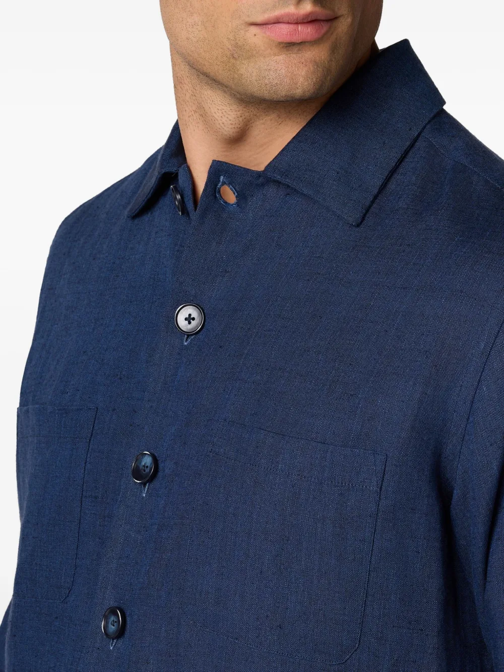 Brooks Brothers Linnen shirtjack Blauw