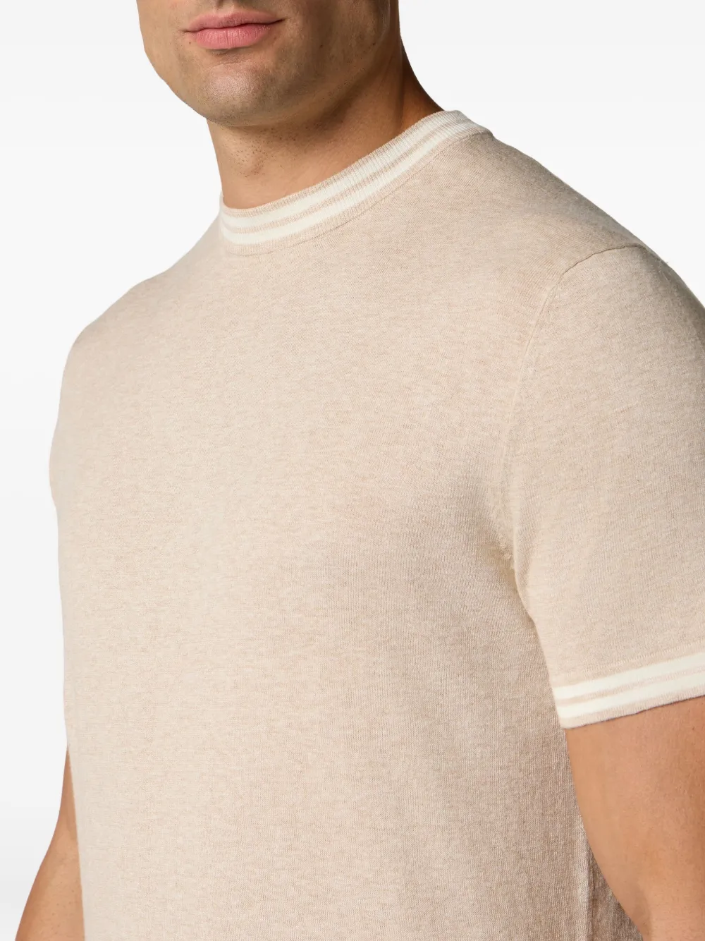 Brooks Brothers T-shirt van biologisch katoen-linnenblend Beige