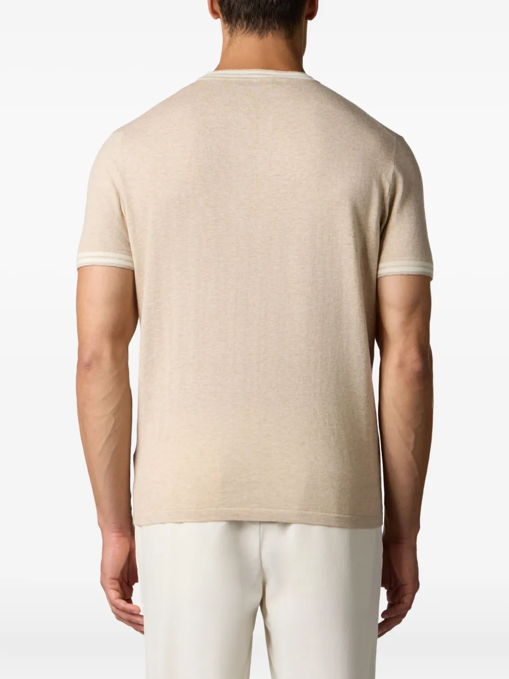 Brooks Brothers T-shirt van biologisch katoen-linnenblend Beige