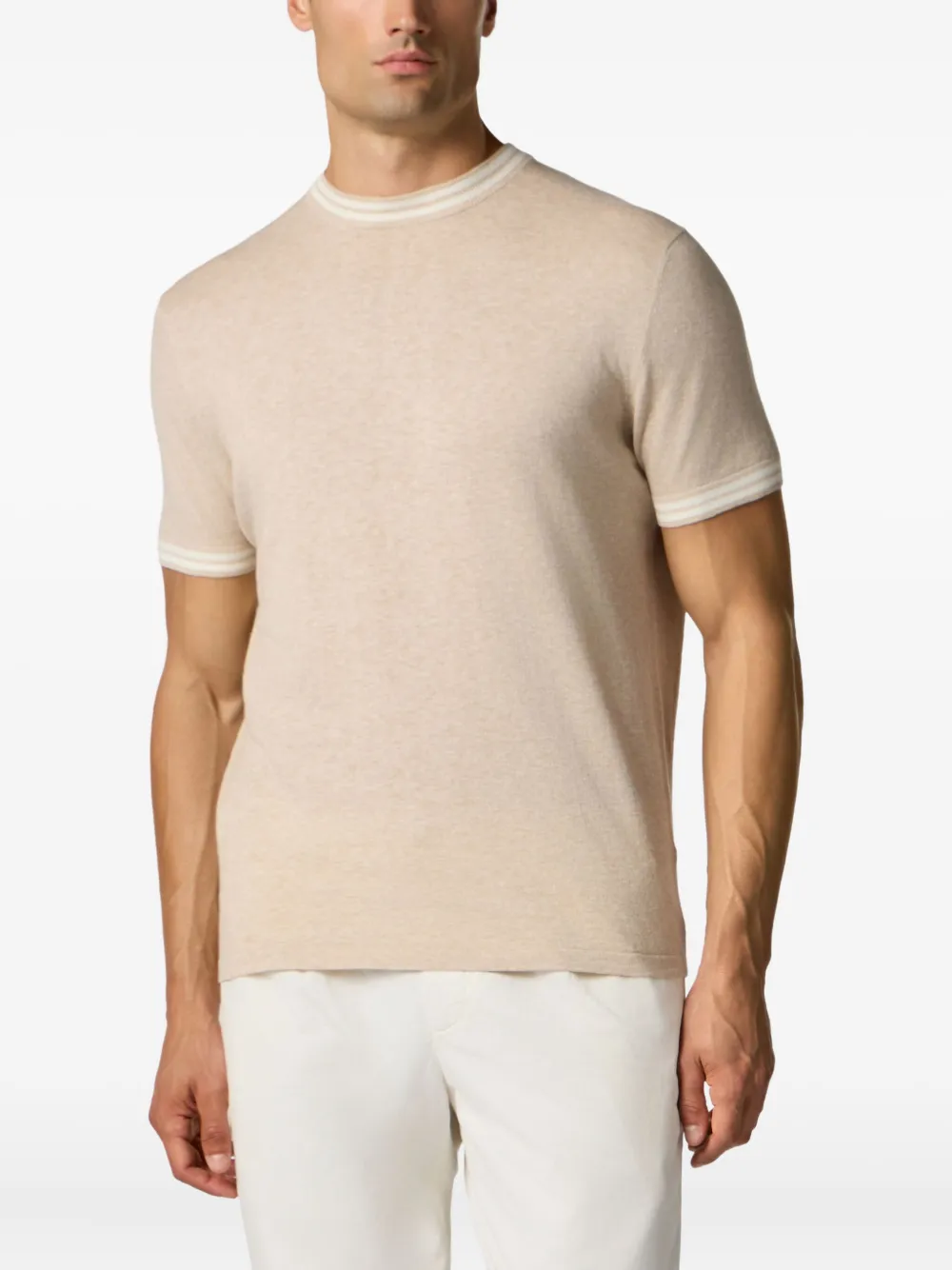 Brooks Brothers T-shirt van biologisch katoen-linnenblend Beige