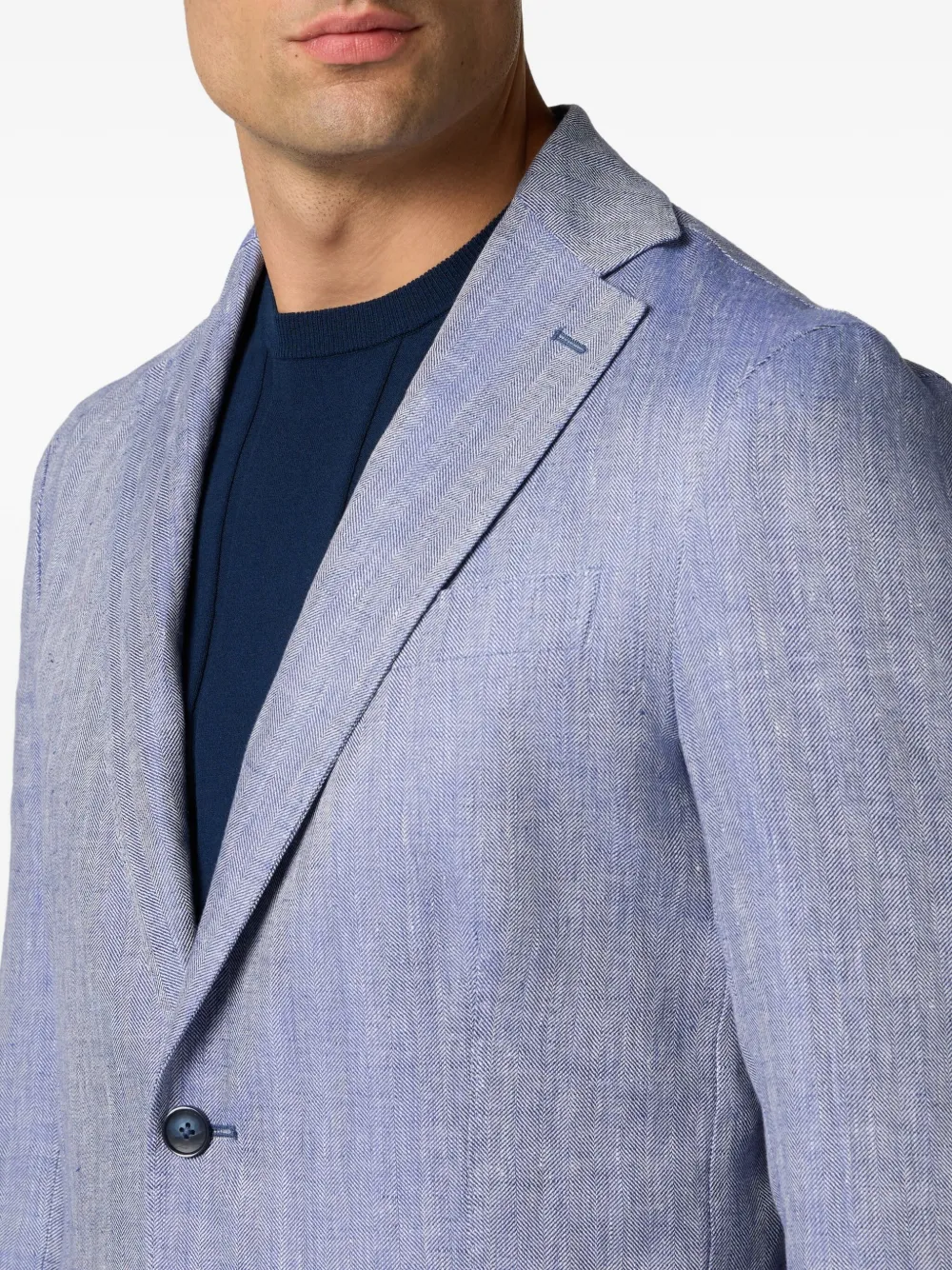 Brooks Brothers Linnen blazer met visgraat patroon Blauw