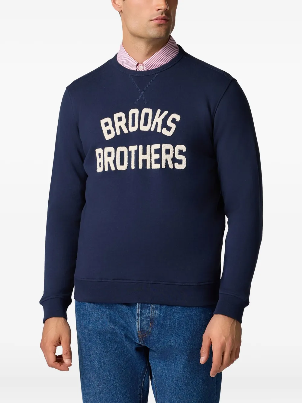 Brooks Brothers Badstof sweater met geborduurd logo Blauw