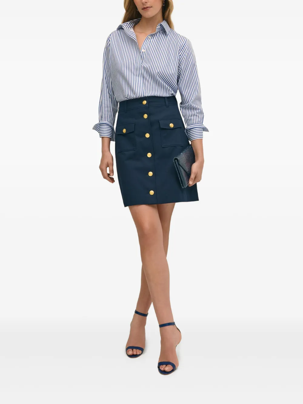Brooks Brothers button-detail mini skirt | Blue | Image 1