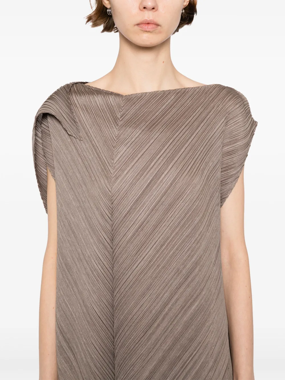 Pleats Please Issey Miyake Flared jurk Bruin