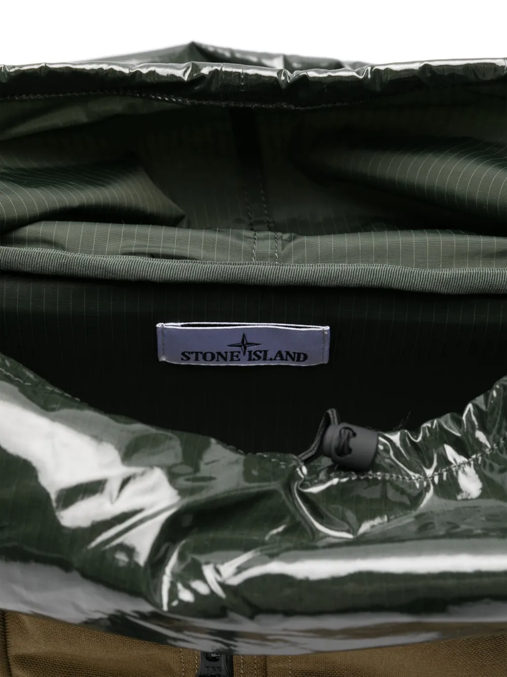 Shop Stone Island Resin Treated Backpack In Green