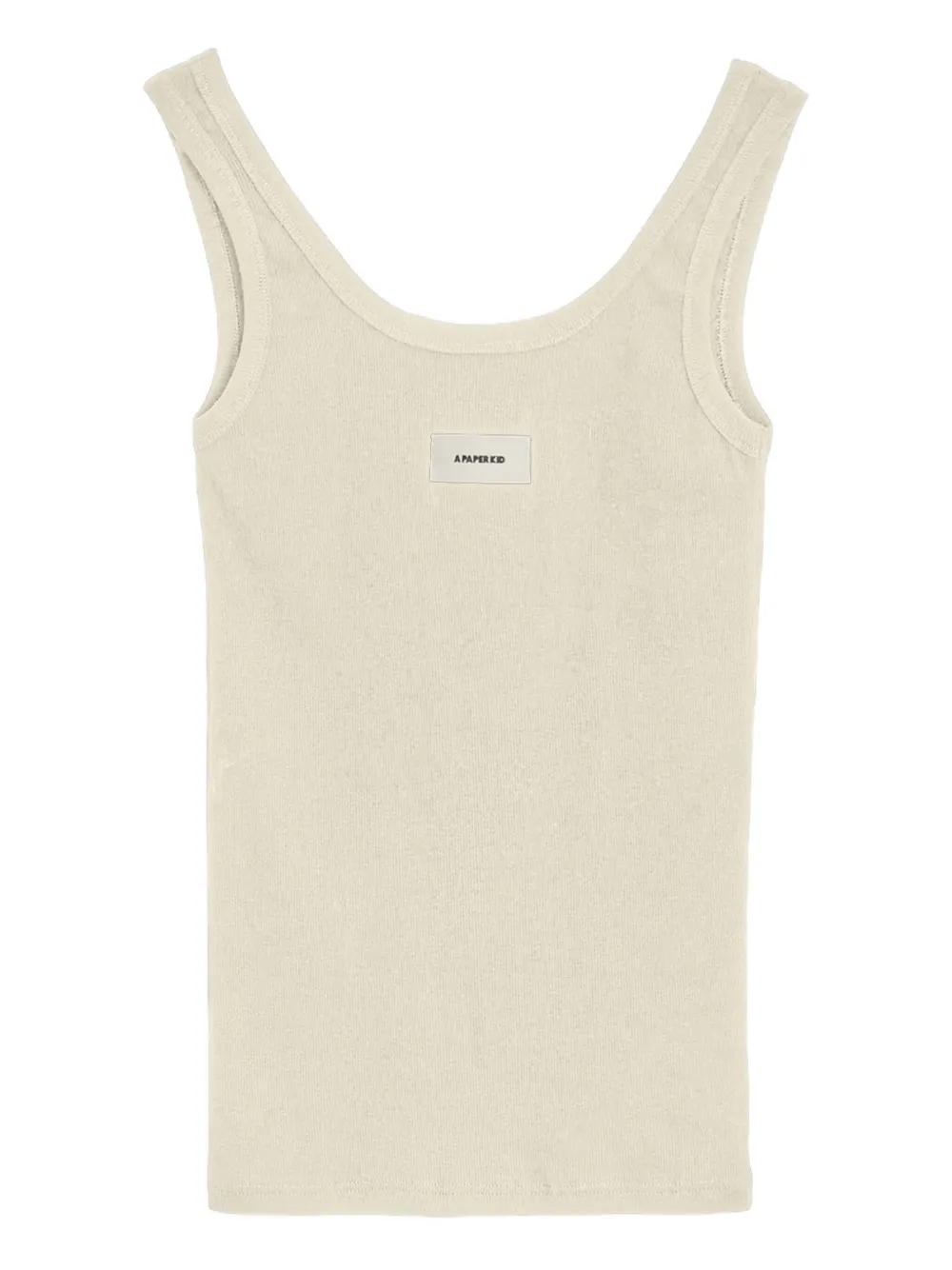 A Paper Kid Tanktop met diepe ronde hals Beige