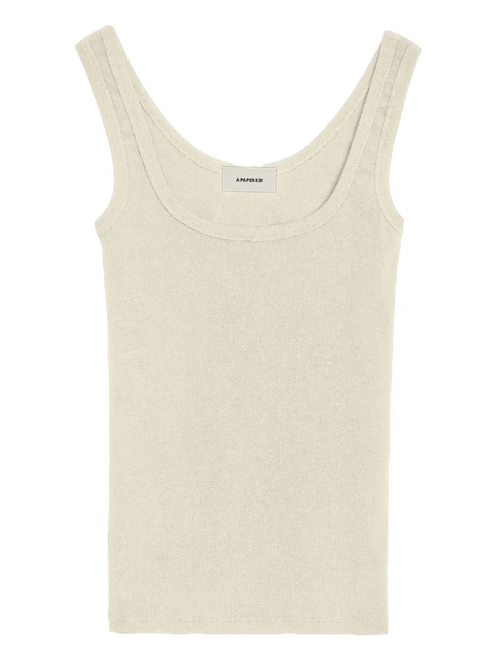A Paper Kid Tanktop met diepe ronde hals Beige