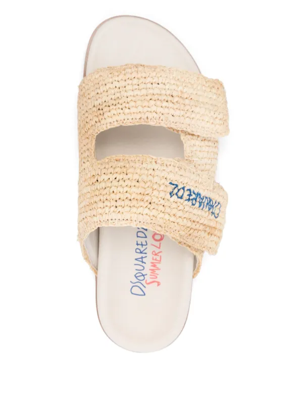 サンダル・ミュール Dsquared2 CIABATTA IN GOMMA DSQUARED2 Logo Flip Flops | Black | FARFETCH