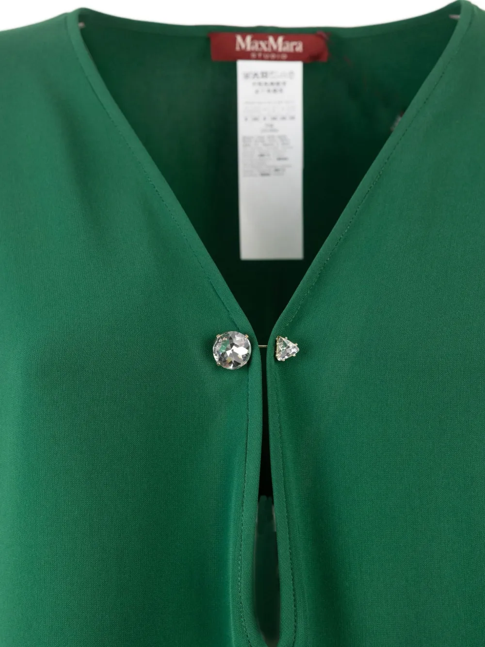 Max Mara Umile blouse met keyhole detail en lange mouwen Groen