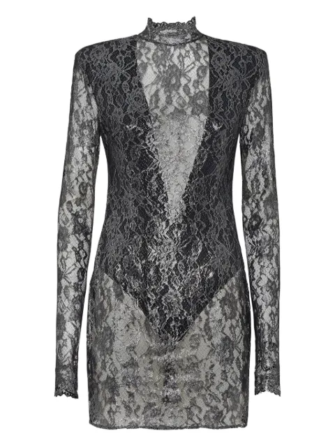 Philipp Plein crystal lace mini dress