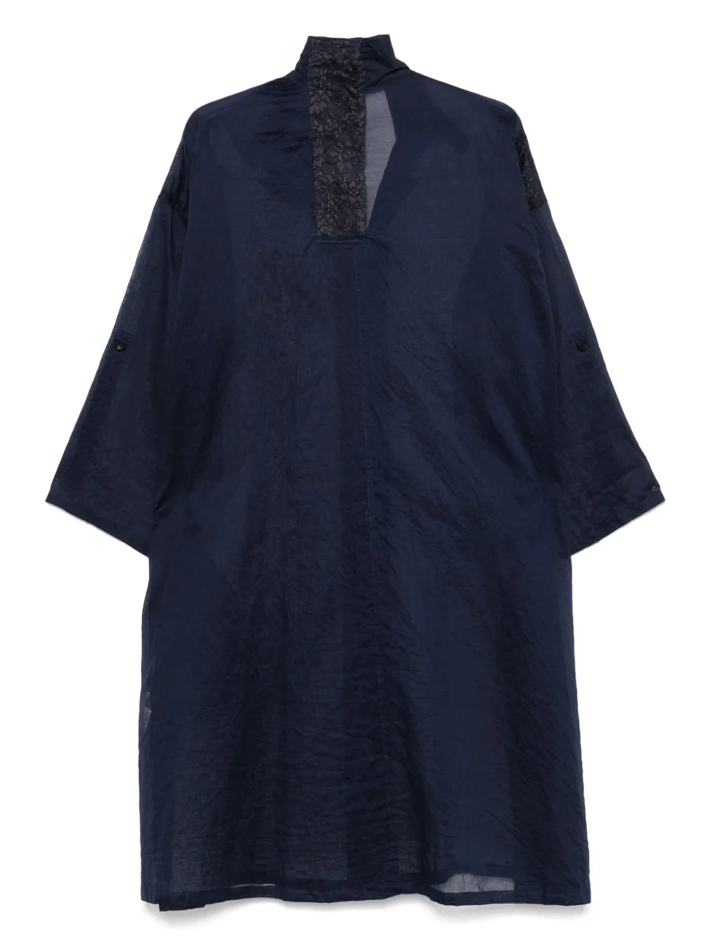 Shop Yohji Yamamoto Organza Coat In Blue