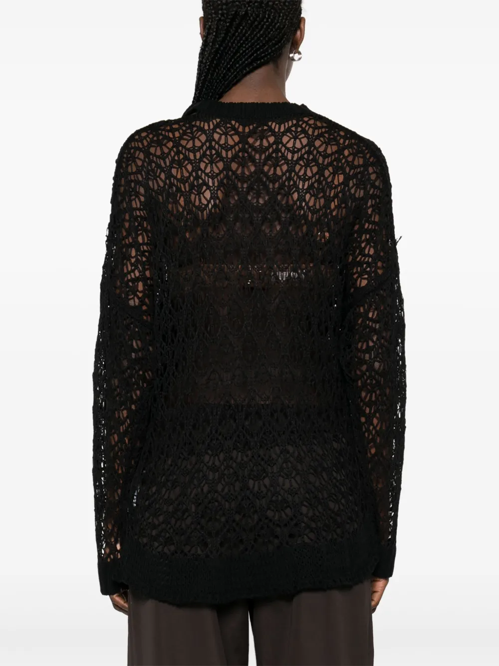 Yohji Yamamoto Opengebreide top Zwart