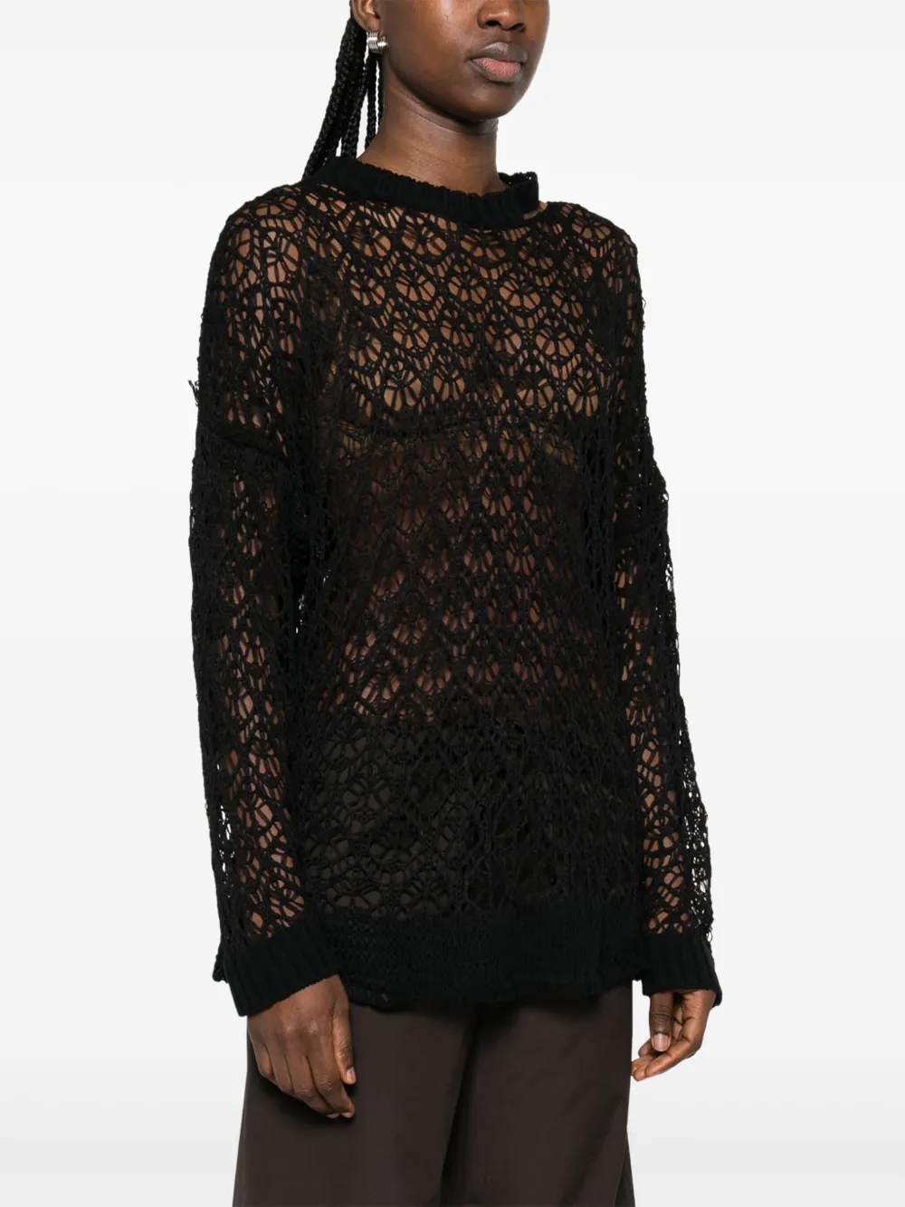Yohji Yamamoto Opengebreide top Zwart