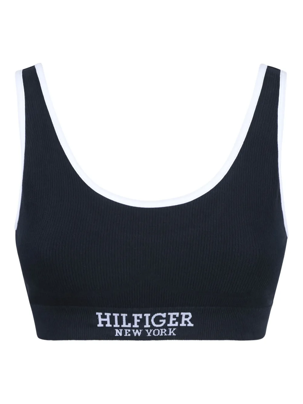ribbed-knit logo bra