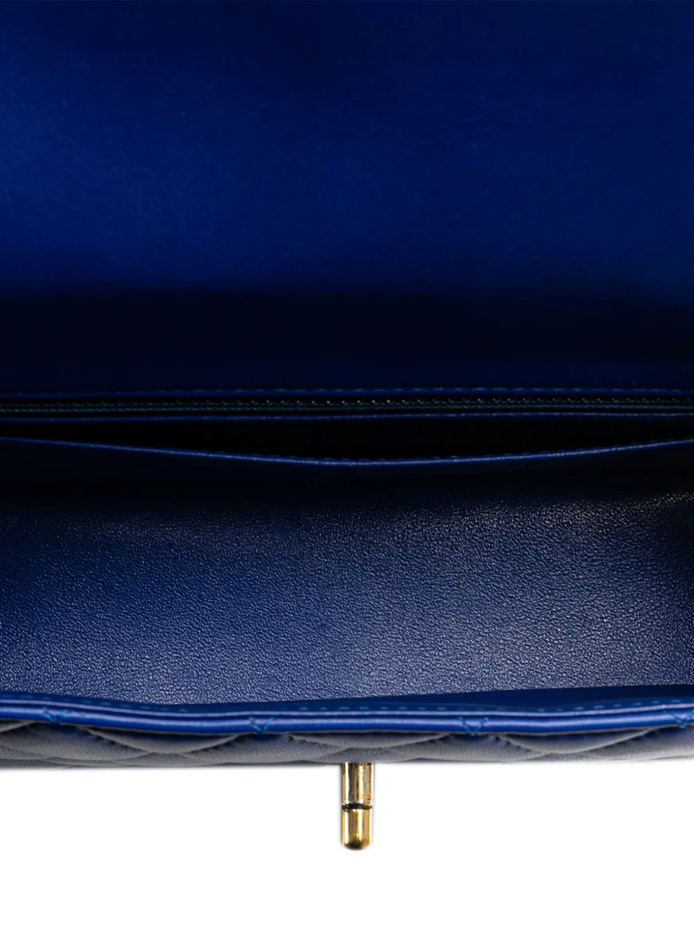 Pre-owned Chanel 2017-2018 Mini Rectangular Classic Lambskin Single Flap Crossbody Bag In Blue