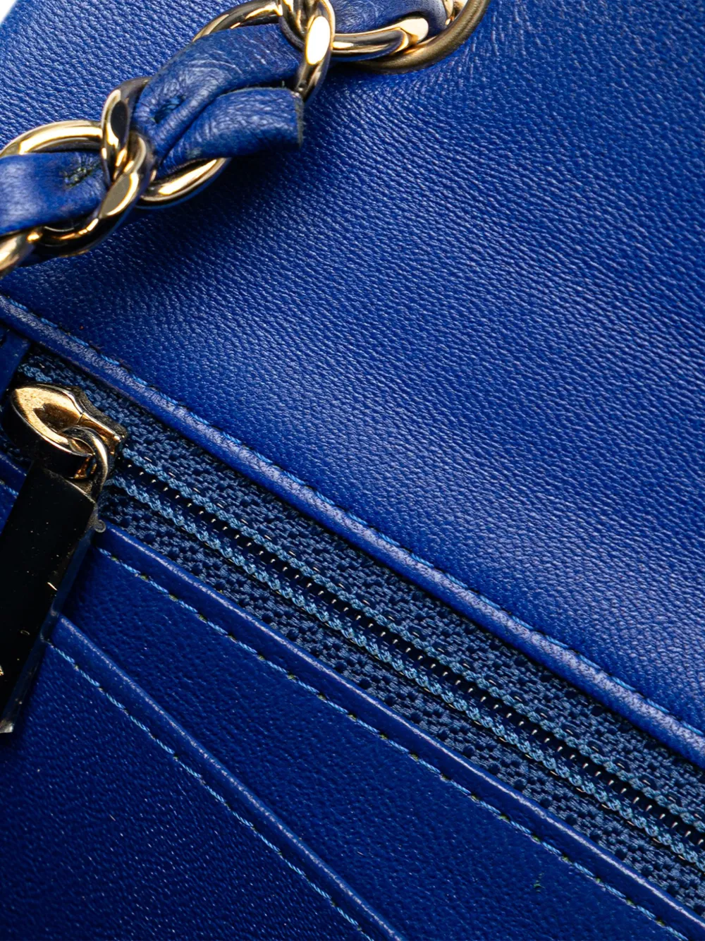 Pre-owned Chanel 2017-2018 Mini Rectangular Classic Lambskin Single Flap Crossbody Bag In Blue