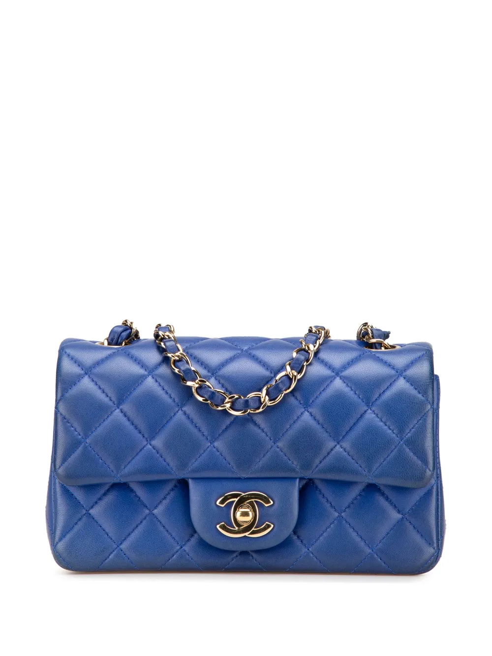 CHANEL Pre-Owned 2017-2018 Mini Rectangular Classic Lambskin Single Flap crossbody bag | Blue | Image 1