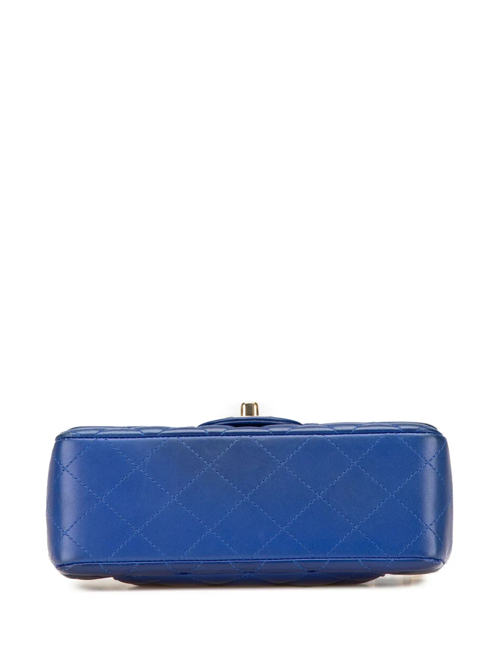 Pre-owned Chanel 2017-2018 Mini Rectangular Classic Lambskin Single Flap Crossbody Bag In Blue