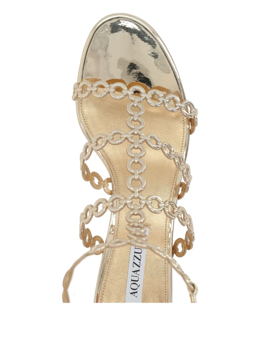Aquazzura Infinity Chain Sandal In Mirrored Leather In Gold