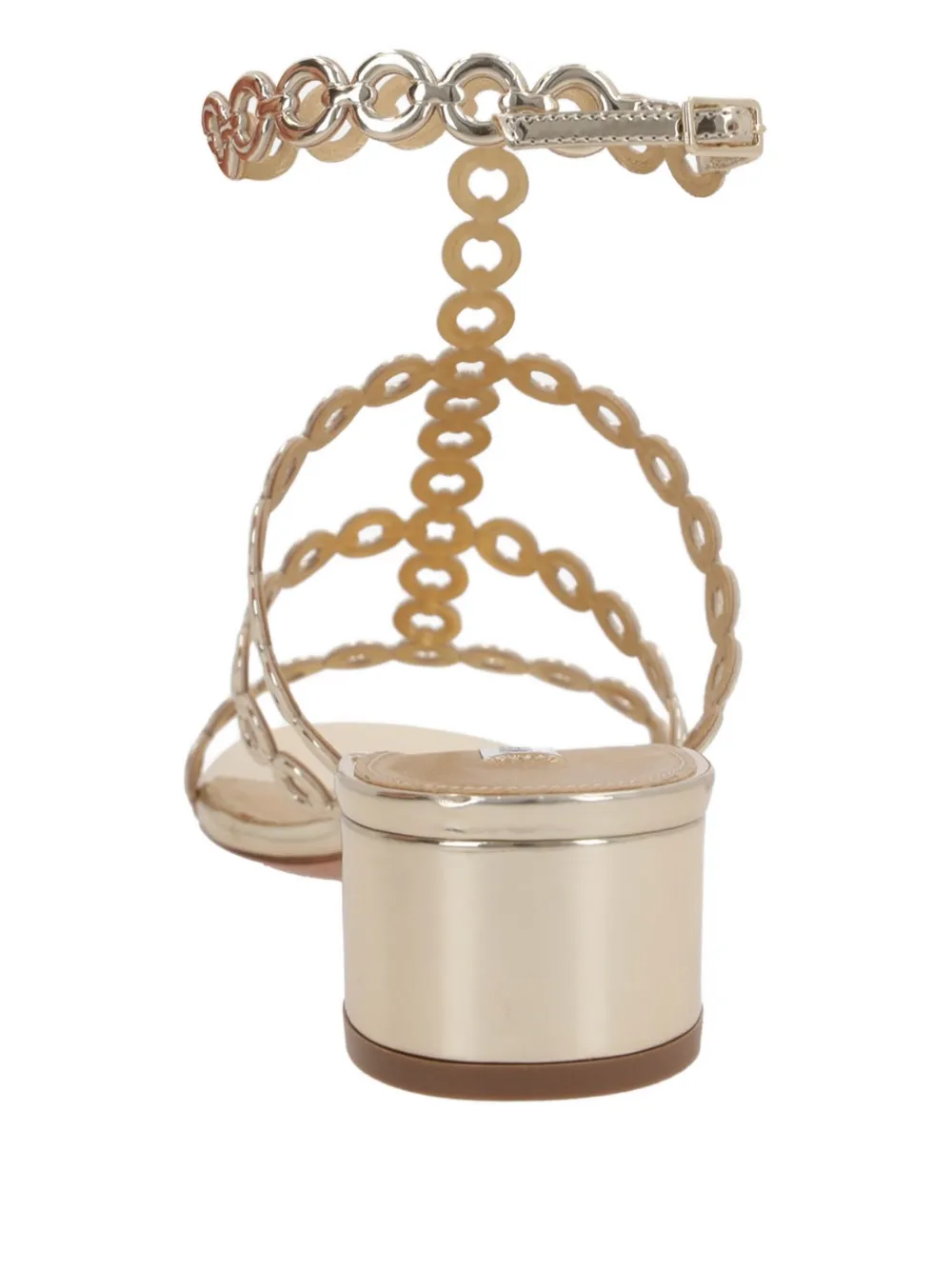 Aquazzura Infinity Chain Sandal In Mirrored Leather In Gold