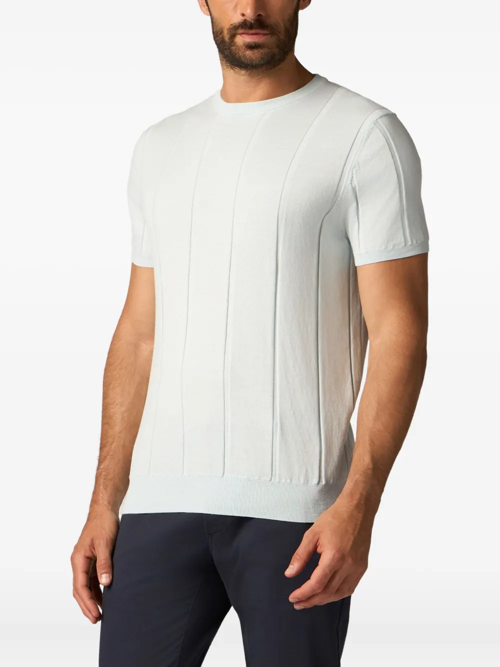 Brooks Brothers Geribbeld katoenen T-shirt Blauw