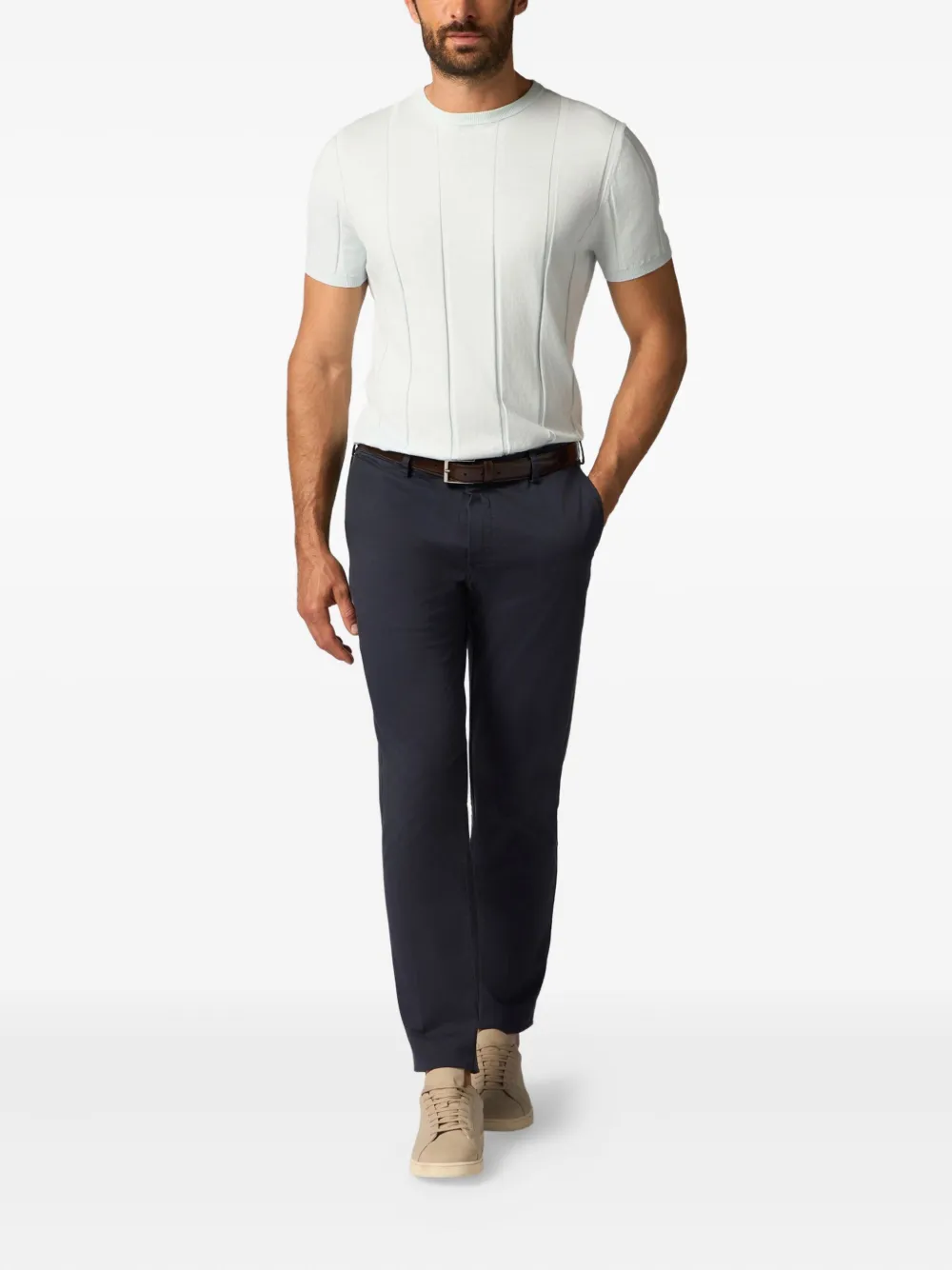 Brooks Brothers Geribbeld katoenen T-shirt Blauw