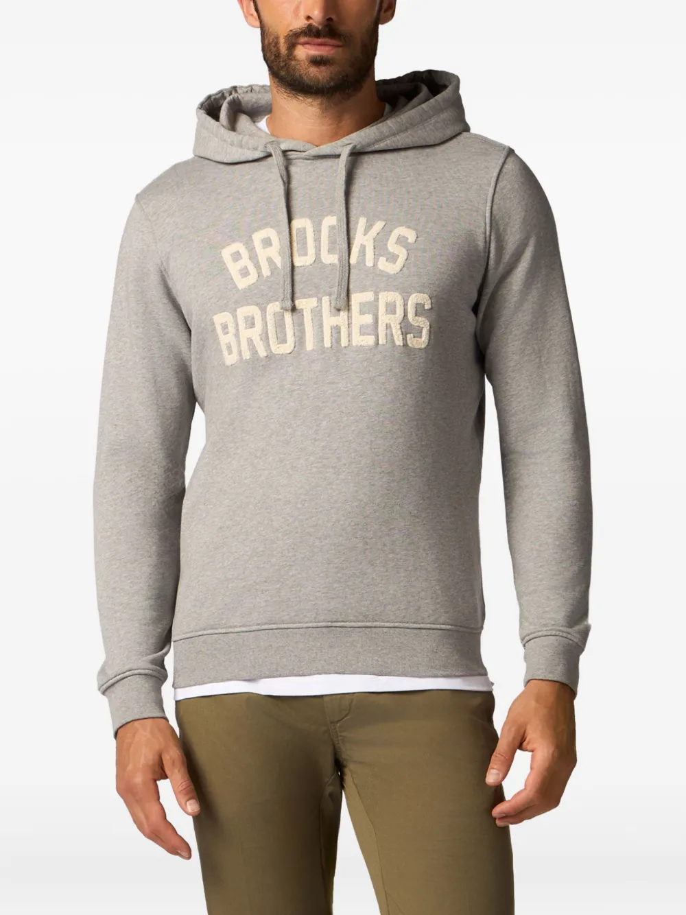 Brooks Brothers Badstof hoodie met geborduurd logo Grijs