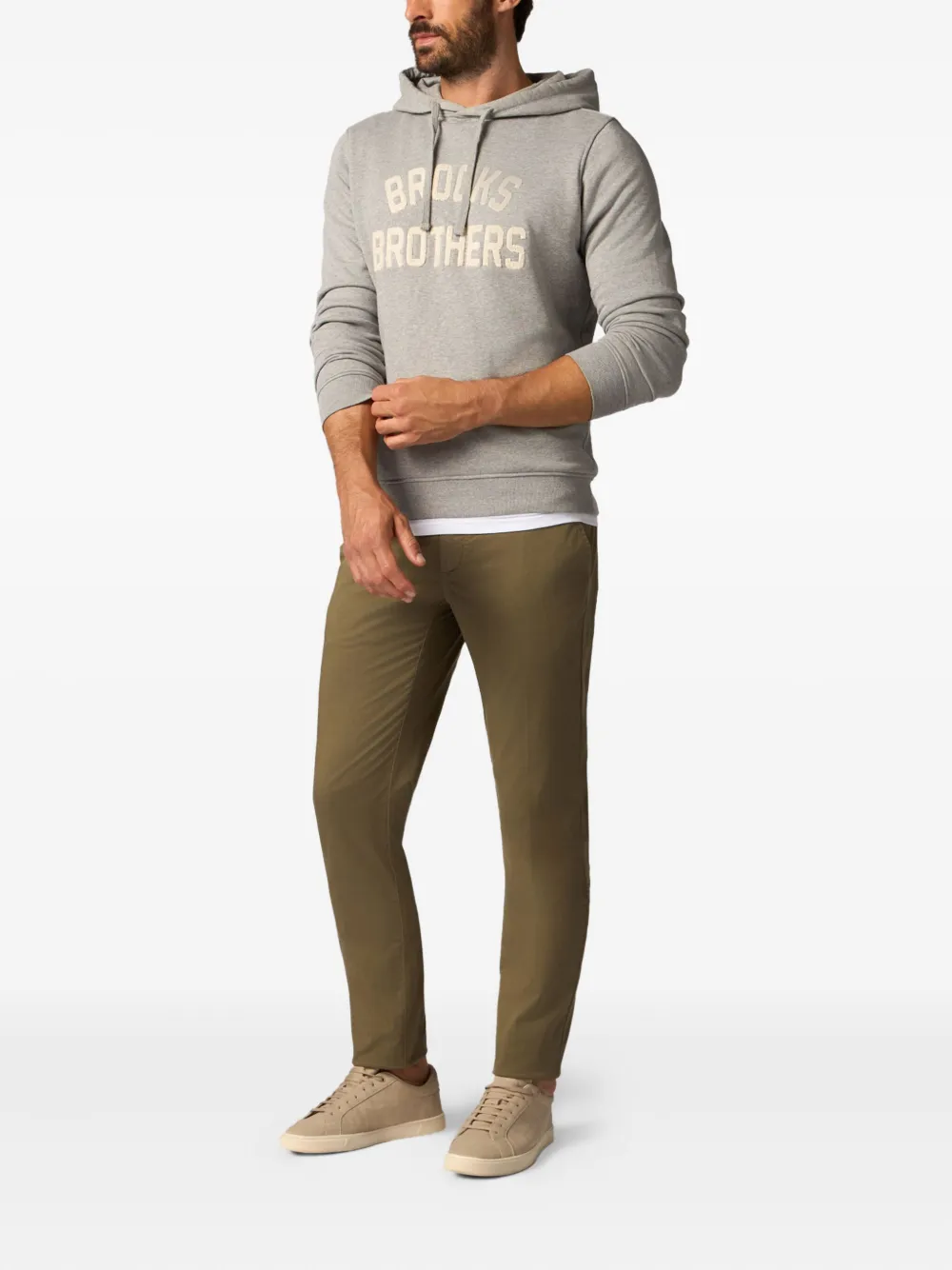 Brooks Brothers Badstof hoodie met geborduurd logo Grijs