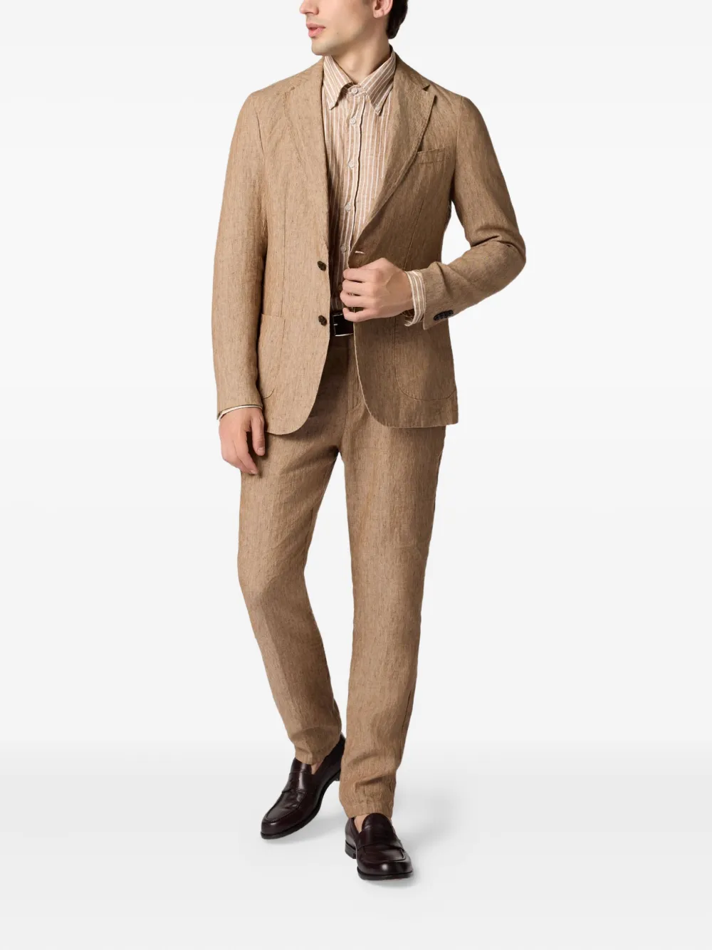 Brooks Brothers Blazer met enkele rij knopen Bruin