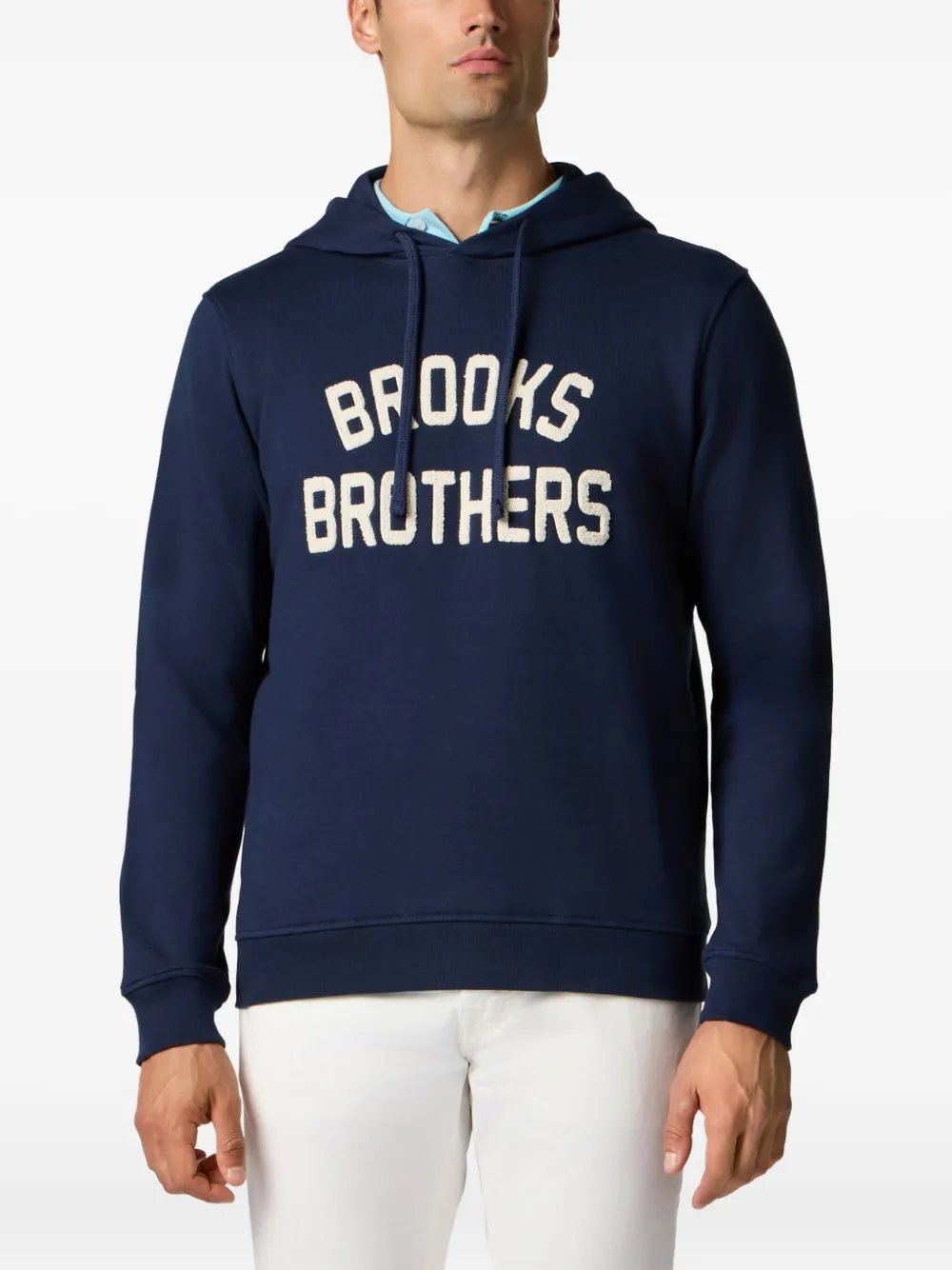 Brooks Brothers Badstof hoodie met geborduurd logo Blauw