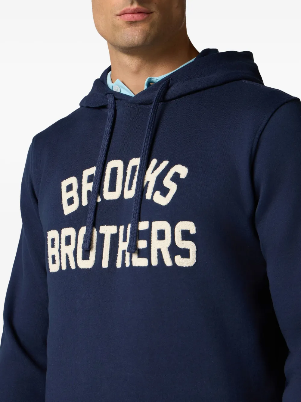 Brooks Brothers Badstof hoodie met geborduurd logo Blauw