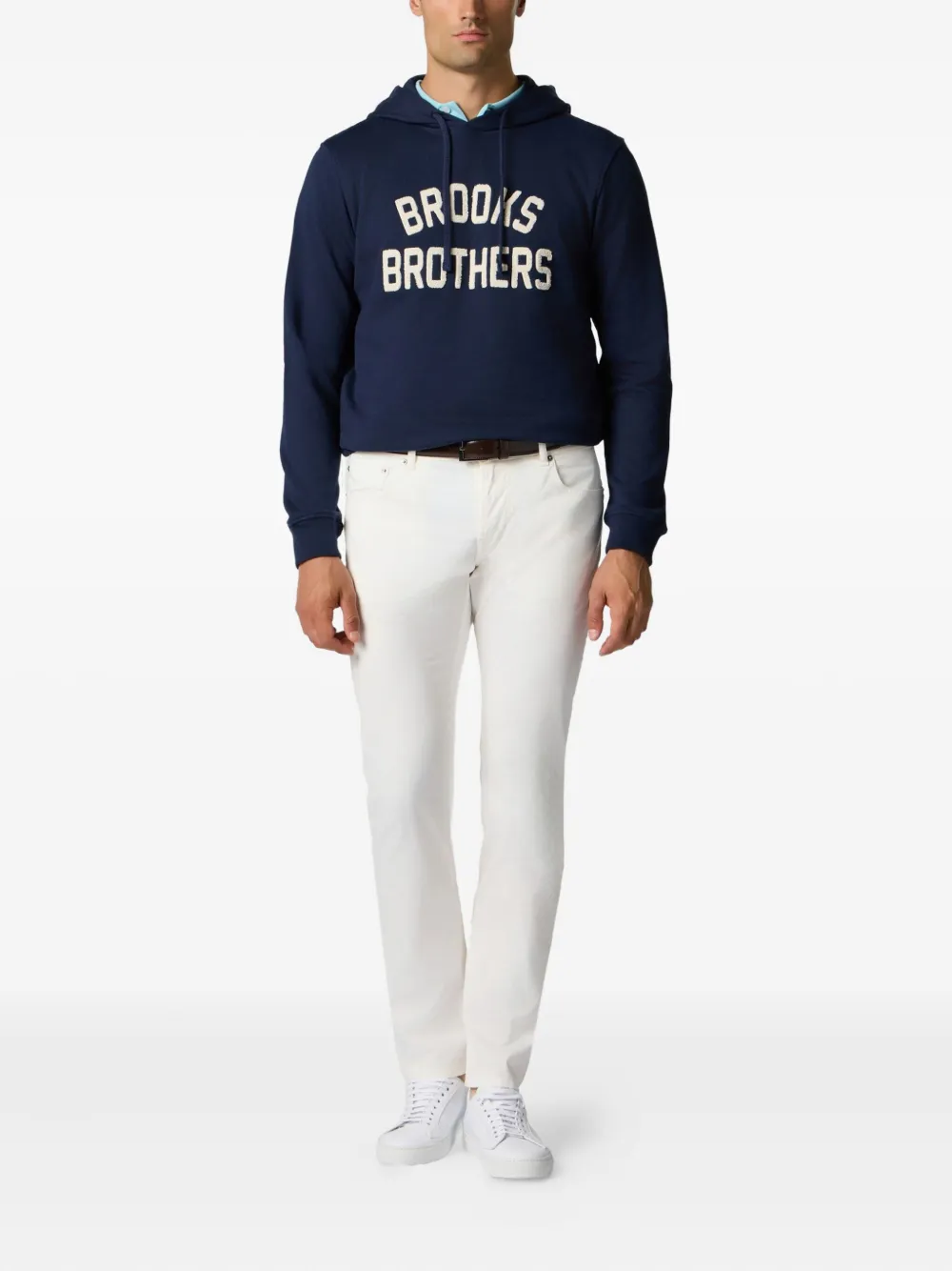 Brooks Brothers Badstof hoodie met geborduurd logo Blauw