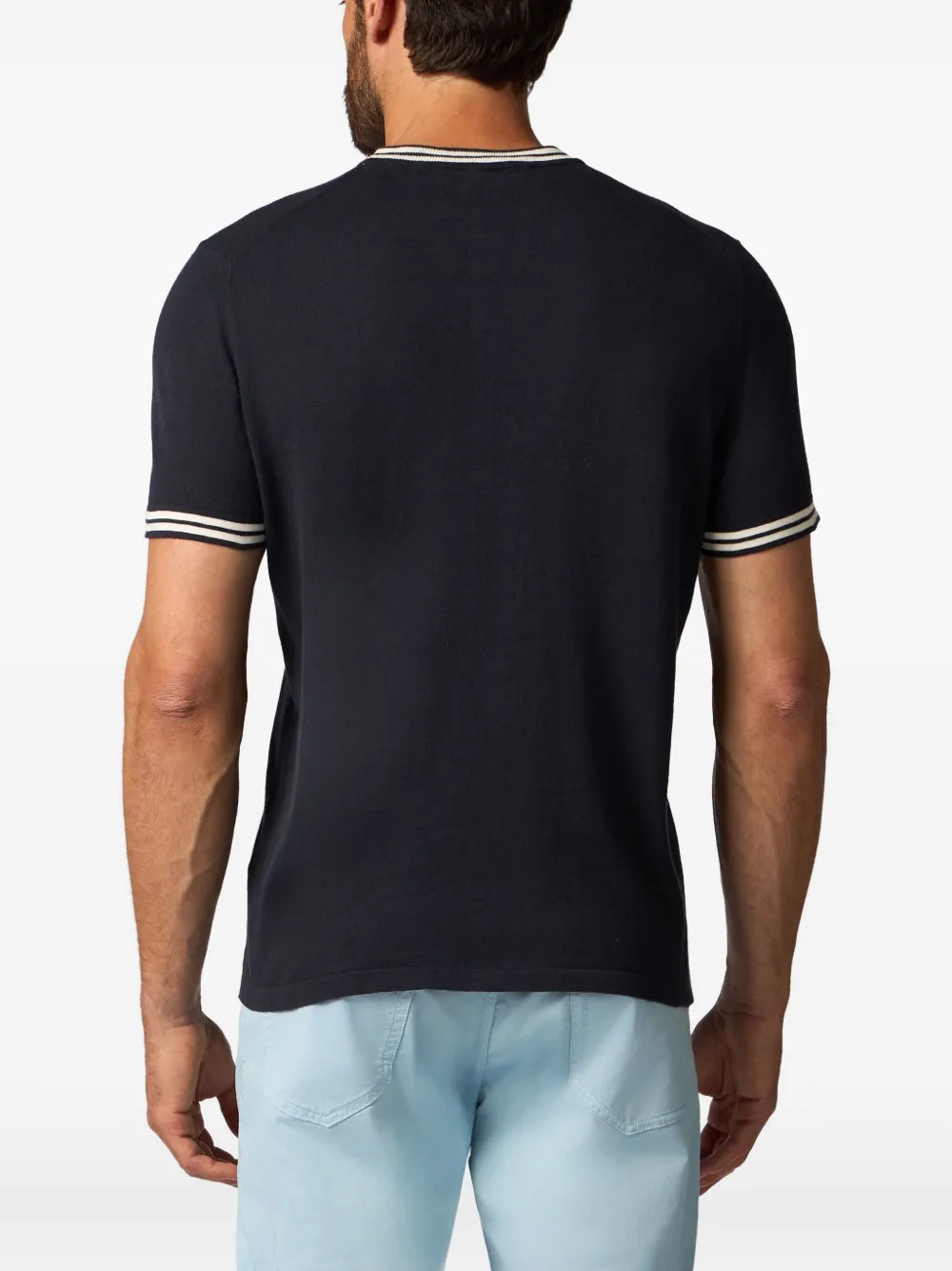Brooks Brothers T-shirt van biologisch katoen-linnenblend Blauw