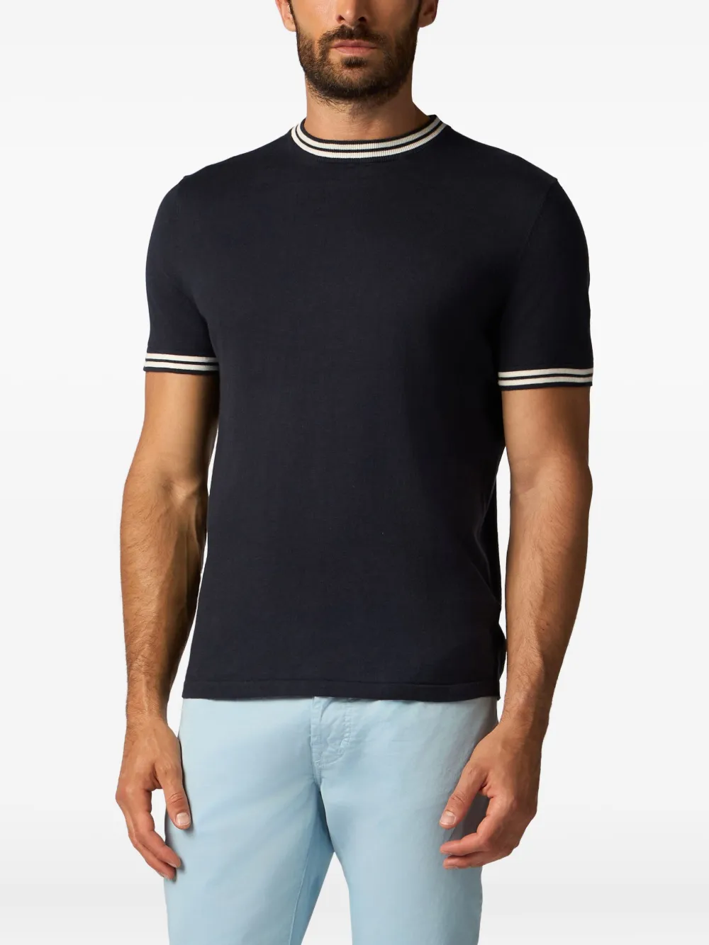 Brooks Brothers T-shirt van biologisch katoen-linnenblend Blauw