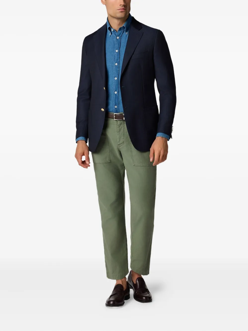 Brooks Brothers Katoenen chino Groen