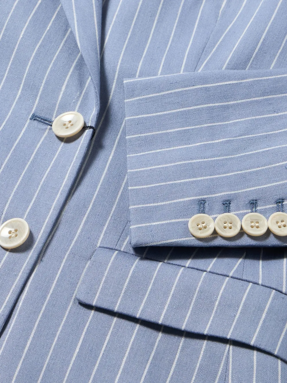  Brooks Brothers Pinstriped Linen-blend Blazer - Blue 
