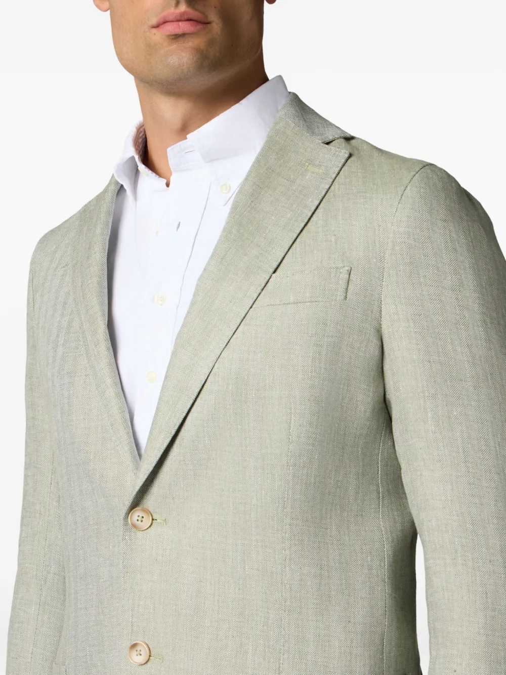 Brooks Brothers Linnen blazer met visgraat patroon Groen