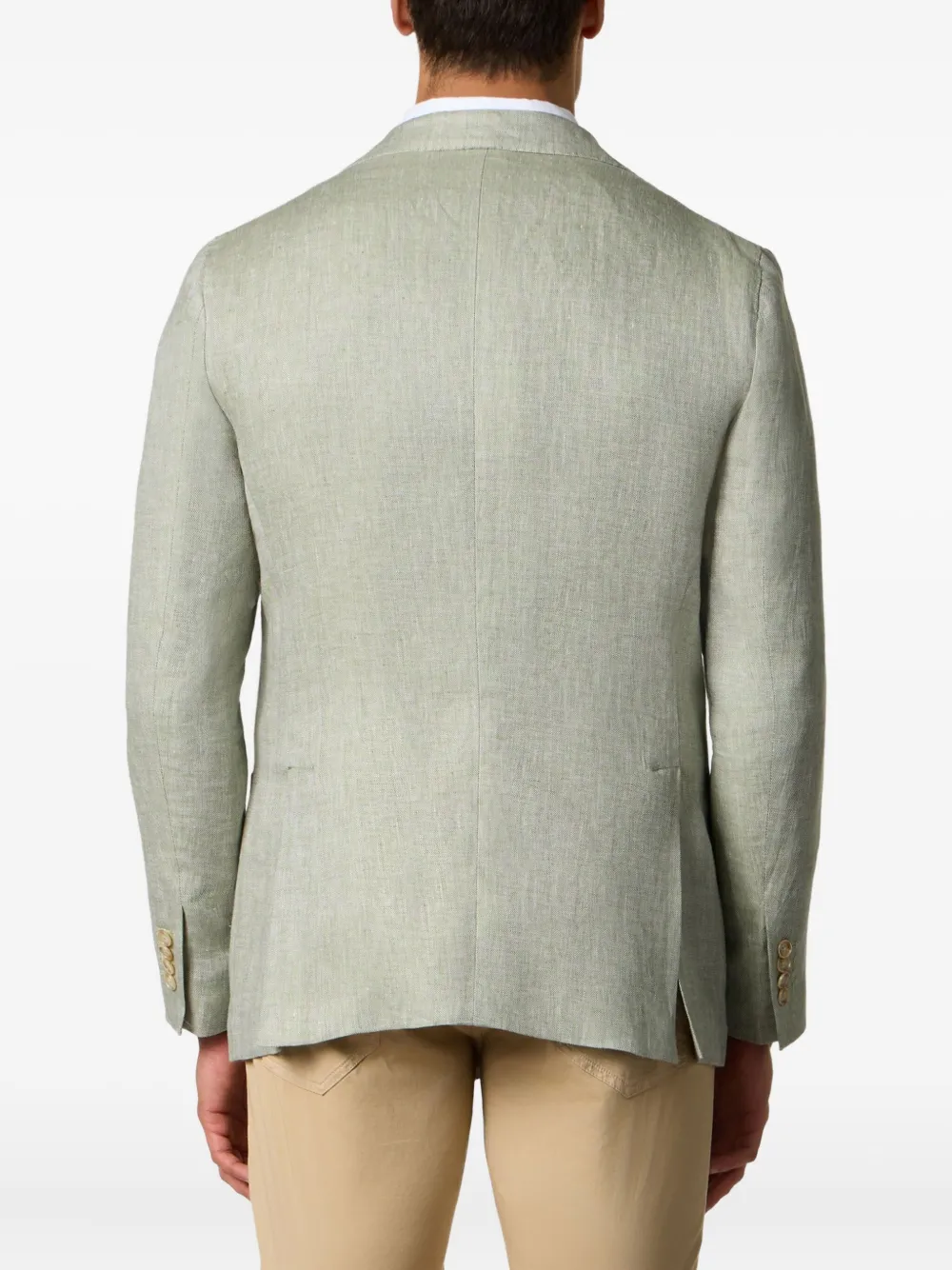 Brooks Brothers Linnen blazer met visgraat patroon Groen