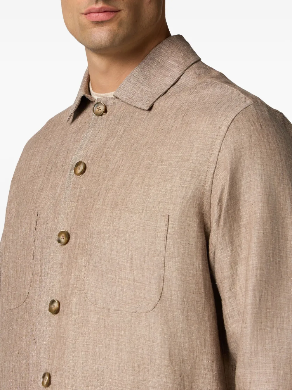 Brooks Brothers Linnen cargo shirtjack Bruin