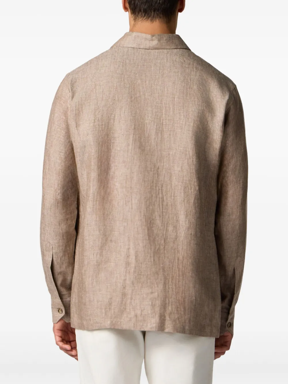 Brooks Brothers Linnen cargo shirtjack Bruin