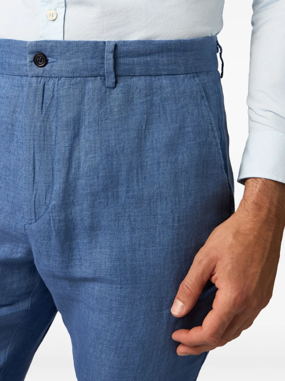 Brooks Brothers Linnen broek met textuur Blauw