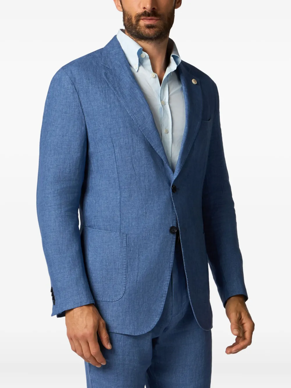 Brooks Brothers Linnen blazer met enkele rij knopen Blauw