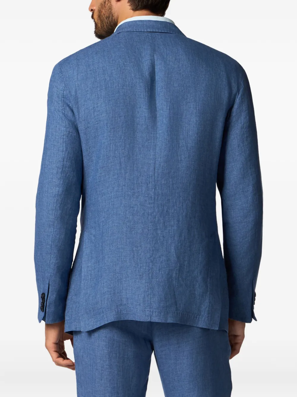 Brooks Brothers Linnen blazer met enkele rij knopen Blauw